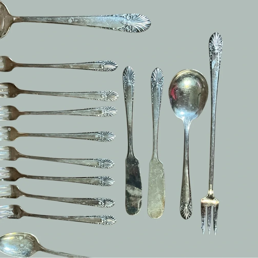 Crown Silver Plate Accessory Pieces Nineteen in Total Vintage